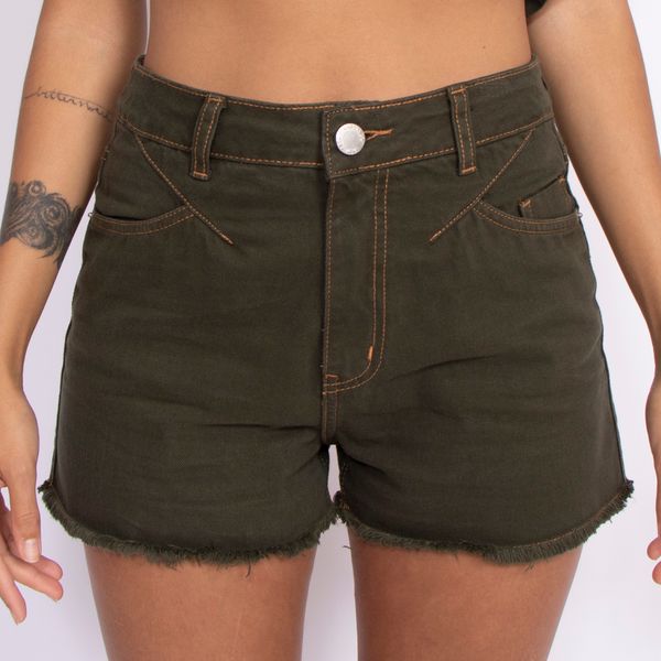 Short-Hot-Pants-Verde-Militar-Lady-Rock-frente