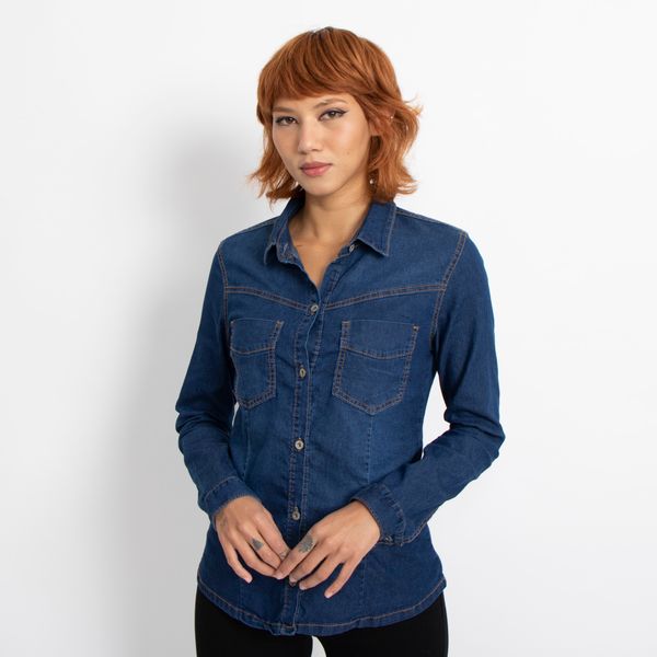 Camisa-Jeans-Lavagem-Escura-Lady-Rock-CA30020-frente
